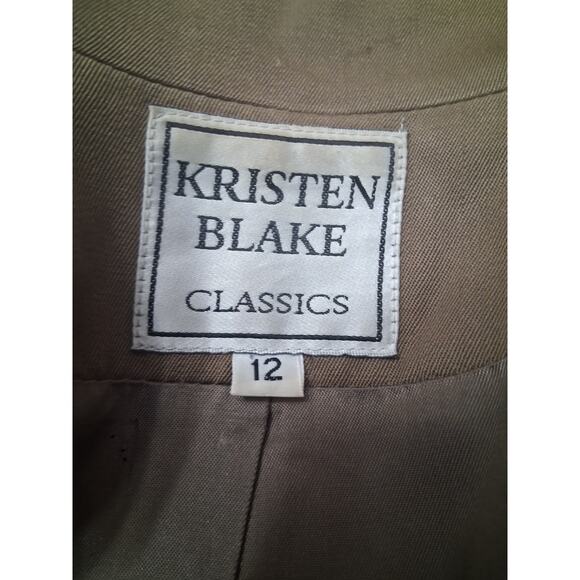 Kristen Blake 100% Wool Trench Coat Belted Sz L 12 Tan Long Winter Vtg USA Flaw - Picture 8 of 16